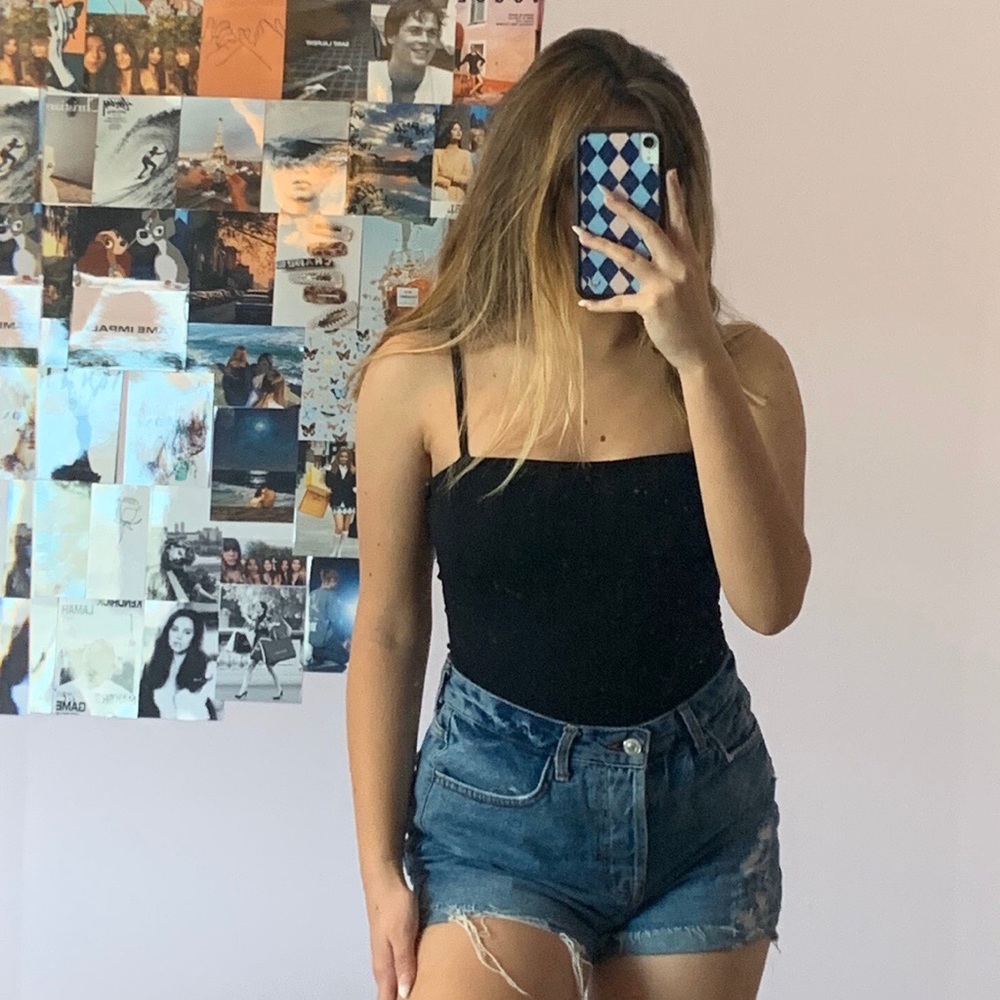 Brandy Melville black straight neck Anne bodysuit